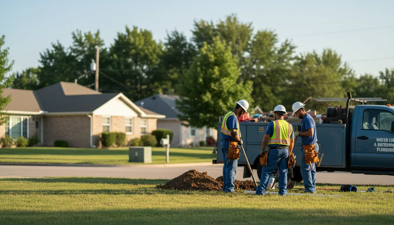 Residential water line and bathroom plumbing service in Indianola, OK